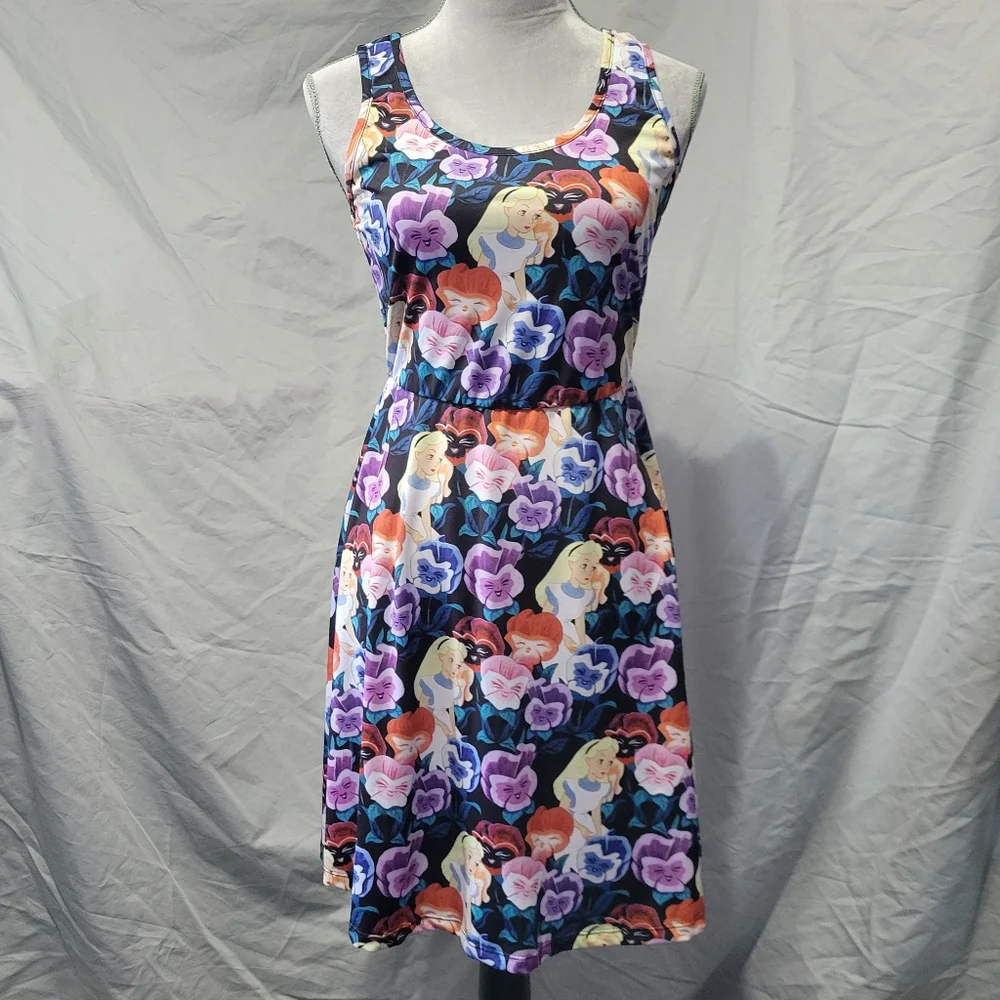 Disney Hot Topic Alice in Wonderland Floral Pansies skater dress - Picture 3 of 7